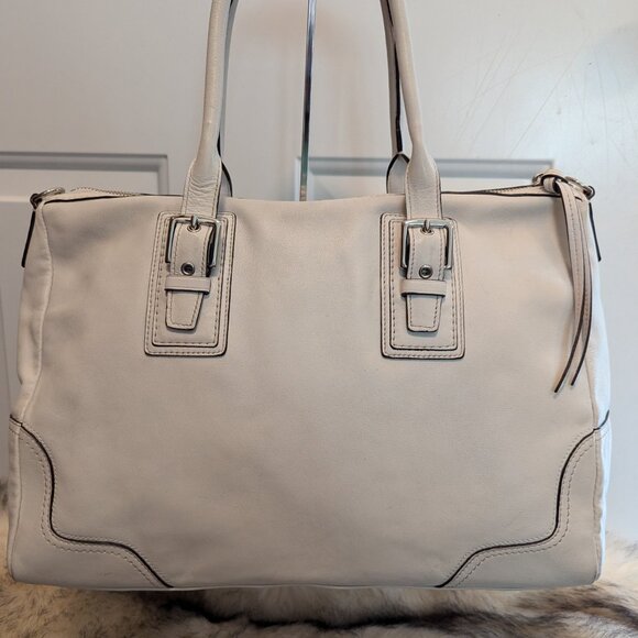 Coach Hampton -F13811 White Leather Satchel - Picture 3 of 15